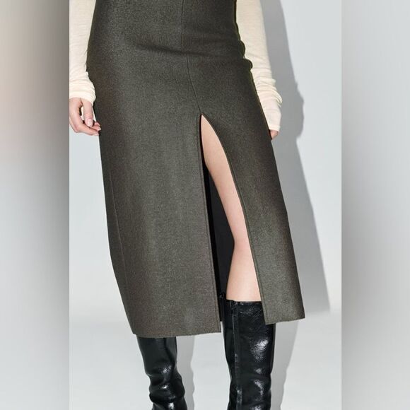 ZARA SLIT 100% WOOL SKIRT ZW COLLECTION - Picture 7 of 13